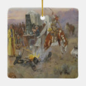 Charles M Russell - Bronc in Koe Camp Keramisch Ornament (Achterkant)