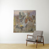 Charles M Russell - Bronc in Koe Camp Wandkleed (In situ)