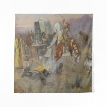 Charles M Russell - Bronc in Koe Camp