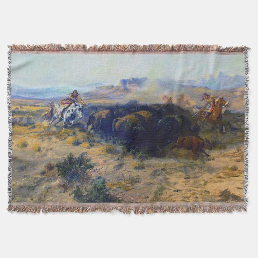 Charles M Russell The Buffalo Hunt 1899 Deken (Voorkant)