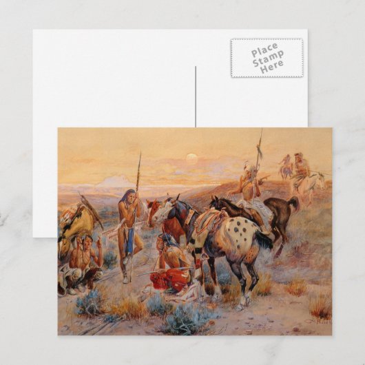 Charles M. Russell's First Wagon Tracks (1908) Briefkaart (Voorkant / Achterkant)