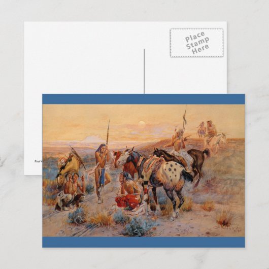 Charles M. Russell's First Wagon Tracks (1908) Briefkaart (Voorkant / Achterkant)