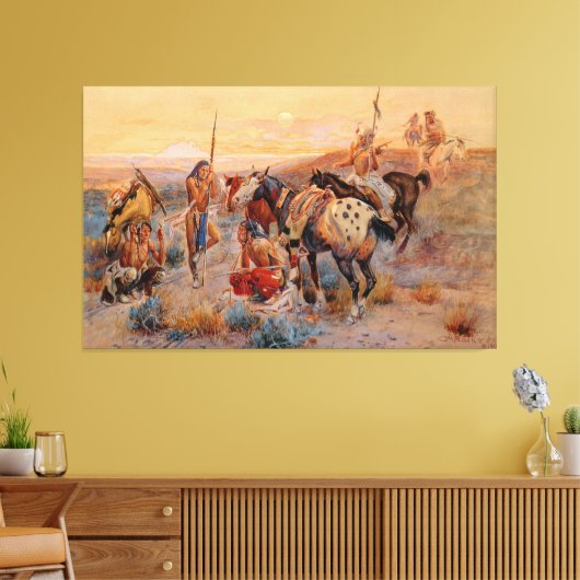 Charles M. Russell's First Wagon Tracks (1908) Canvas Afdruk (Insitu (Woonkamer))