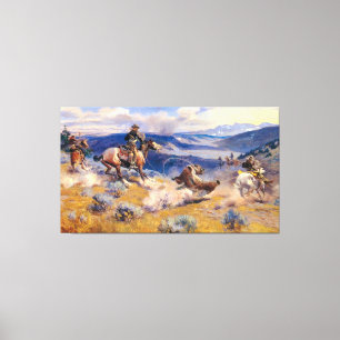 Charles M. Russell's Loops and Swift Horses (1916) Canvas Afdruk