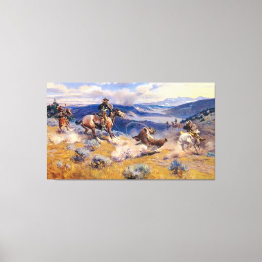 Charles M. Russell's Loops and Swift Horses (1916) Canvas Afdruk (Voorkant)