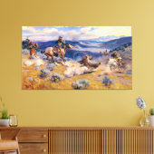 Charles M. Russell's Loops and Swift Horses (1916) Canvas Afdruk (Insitu (Woonkamer))