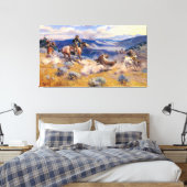 Charles M. Russell's Loops and Swift Horses (1916) Canvas Afdruk (Insitu (Slaapkamer))