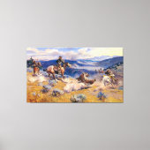Charles M. Russell's Loops and Swift Horses (1916) Canvas Afdruk (Voorkant)