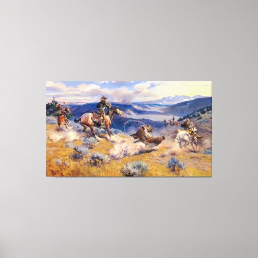 Charles M. Russell's Loops and Swift Horses (1916) Canvas Afdruk (Voorkant)