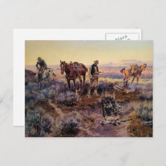 Charles M. Russell's Paying the Fiddler (1919) Briefkaart (Voorkant / Achterkant)