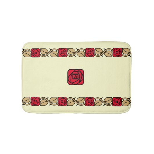 Charles Mackintosh Arts & Crafts Style Roos Frieze Badmat (Voorkant)