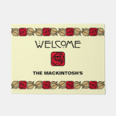 Charles Mackintosh Arts & Crafts Style Roos Frieze Deurmat (Voorkant)