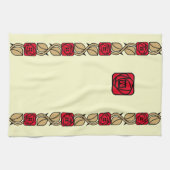 Charles Mackintosh Arts & Crafts Style Roos Frieze Theedoek (Horizontaal)