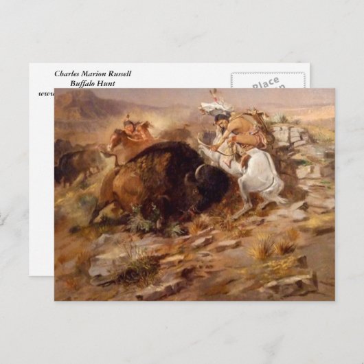 Charles Marion Russell - Buffalo Hunt Briefkaart (Voorkant / Achterkant)