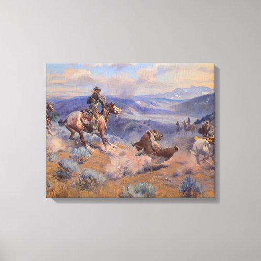 Charles Marion Russell - Loops and Swift Horses Canvas Afdruk (Voorkant)
