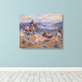 Charles Marion Russell - Loops and Swift Horses Canvas Afdruk (Insitu (Houten vloer))