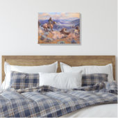Charles Marion Russell - Loops and Swift Horses Canvas Afdruk (Insitu (Slaapkamer))