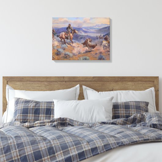 Charles Marion Russell - Loops and Swift Horses Canvas Afdruk (Insitu (Slaapkamer))