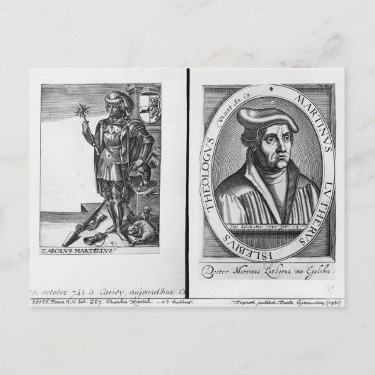 Charles Martel en Martin Luther Briefkaart (Voorkant)