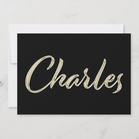Charles Name white gold Handwriting Karte Kaart (Voorkant)