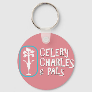 "Charles & Pals" Roze Button Sleutelhanger