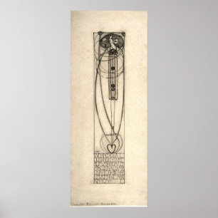 Charles Rennie Mackintosh 1890 nieuwjaarskaart Poster