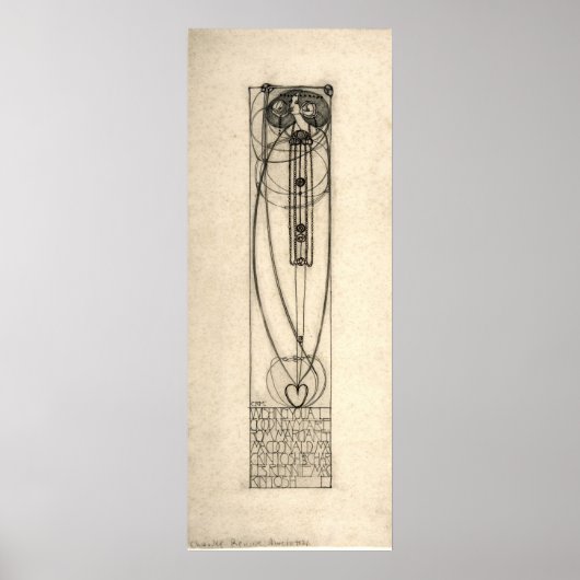 Charles Rennie Mackintosh 1890 nieuwjaarskaart Poster (Voorkant)