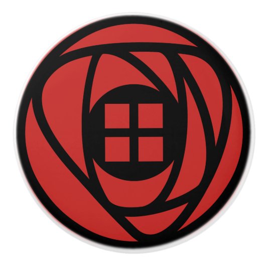 Charles Rennie Mackintosh Arts & Crafts Style Roos Keramische Knop (Voorkant)