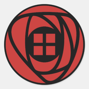 Charles Rennie Mackintosh Arts & Crafts Style Roos Ronde Sticker