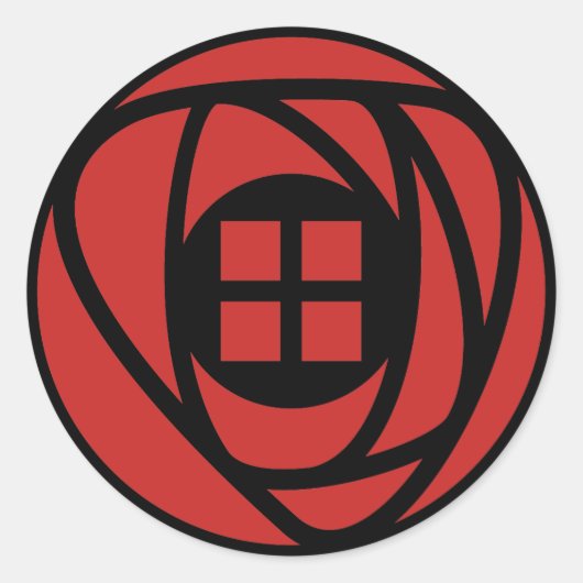 Charles Rennie Mackintosh Arts & Crafts Style Roos Ronde Sticker (Voorkant)