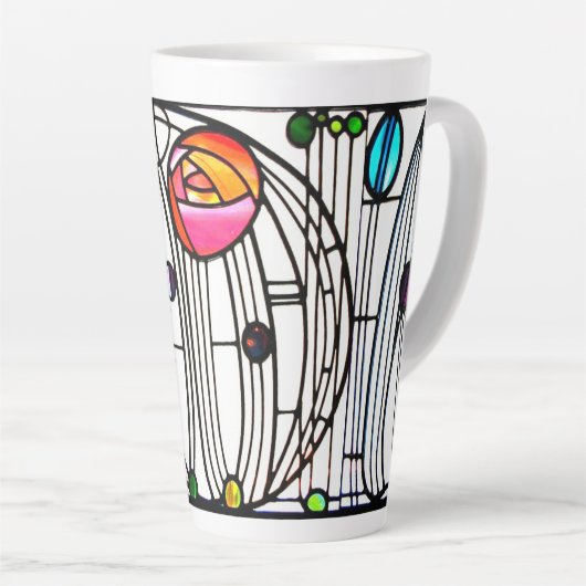 Charles Rennie Mackintosh bloemen ontwerp Latte Mok (Rechterhoek)