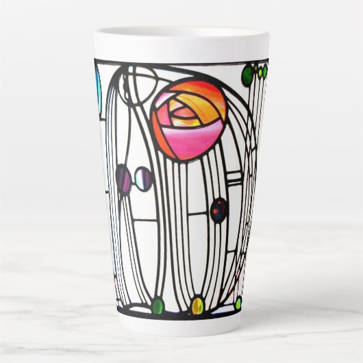 Charles Rennie Mackintosh bloemen ontwerp Latte Mok (Voorkant)