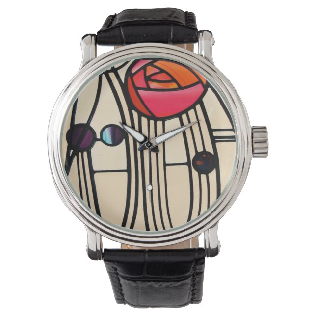 Charles Rennie Mackintosh Glas in lood Horloge (Voorkant)
