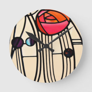 Charles Rennie Mackintosh Glas in lood Ronde Klok