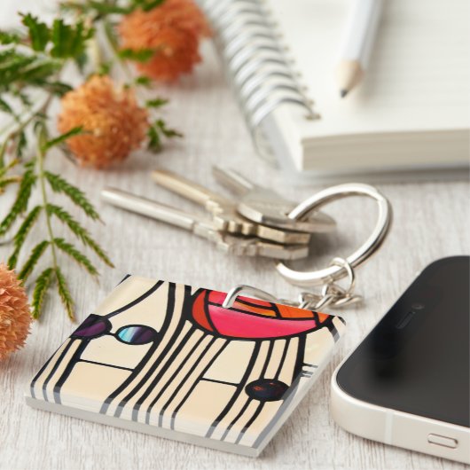 Charles Rennie Mackintosh Glas in lood Sleutelhanger (Voorkant Rechts)