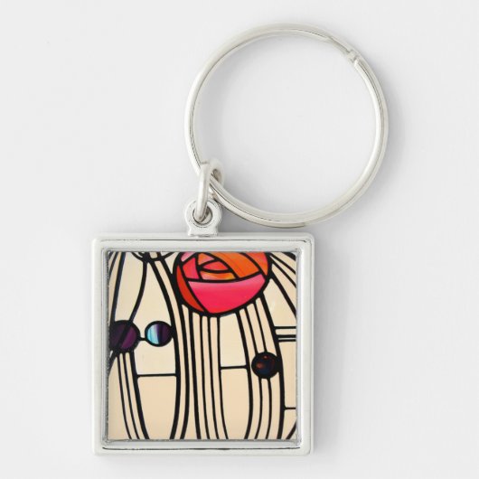 Charles Rennie Mackintosh Glas in lood Sleutelhanger (Voorkant)