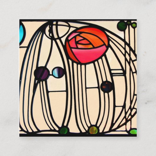 Charles Rennie Mackintosh Glas in lood Vierkante Visitekaartje (Voorkant)