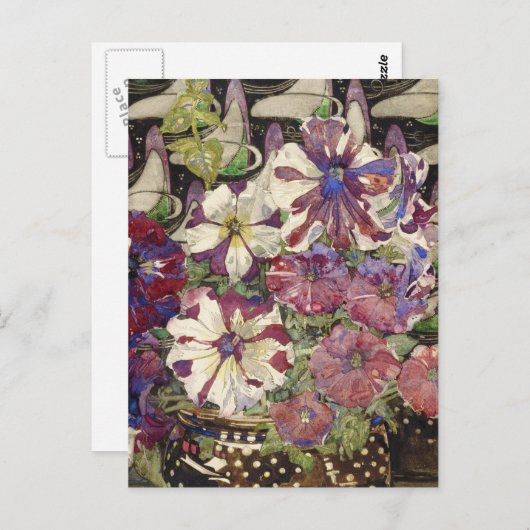 Charles Rennie Mackintosh - Petunias Briefkaart (Voorkant / Achterkant)
