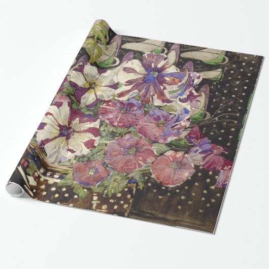 Charles Rennie Mackintosh - Petunias Cadeaupapier (Uitgerold)