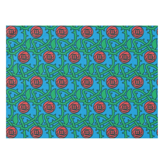 Charles Rennie Mackintosh Roos Pattern Tafelkleed (Voorkant (Horizontaal))