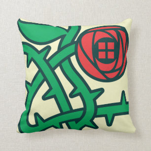 Charles Rennie Mackintosh Roos Pattern Throw Pillo Kussen