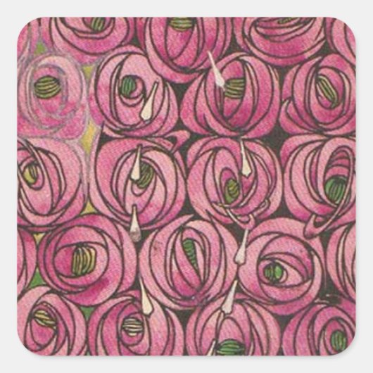 Charles Rennie Mackintosh - Rozen Vierkante Sticker (Voorkant)