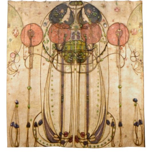 Charles Rennie Mackintosh The Wassail Douchegordijn (Voorkant)