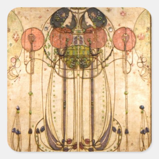 Charles Rennie Mackintosh The Wassail Vierkante Sticker (Voorkant)
