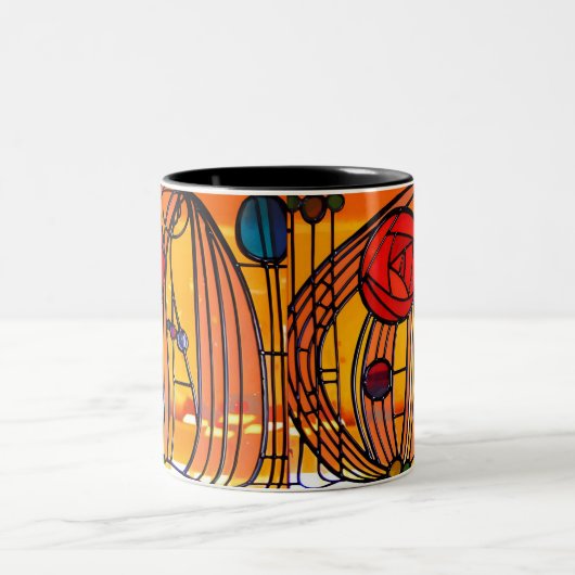Charles Rennie Mackintosh-venster Tweekleurige Koffiemok (Center)