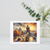 Charles River Bridge, stadsgezicht van Praag, Briefkaart (Staand voorkant)