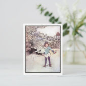 Charles Robinson -  jongen die Badminton speelt Briefkaart (Staand voorkant)