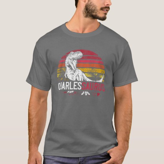 Charles Saurus Funny Personalised Dinosaur T Rex N T-shirt (Voorkant)