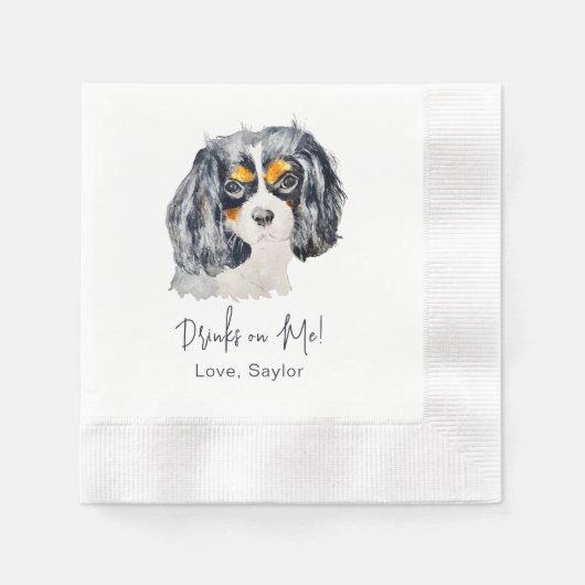 Charles Spaniel Dog Drink Op Mij Gepersonaliseerd Servet (Voorkant)