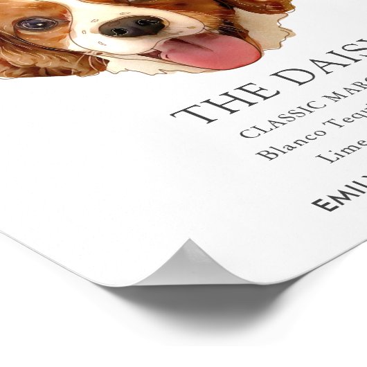 Charles Spaniel Hondenbruiloft Handtekening Drink  Poster (Hoek)